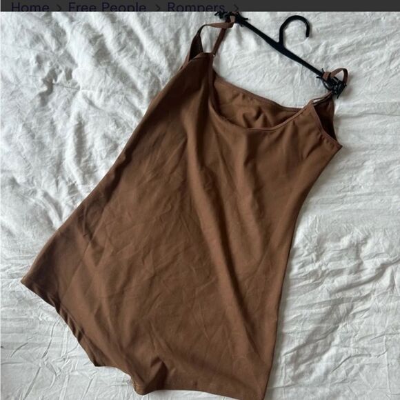 Free People NWT Basique Boyshort Onesie in the color cappuccino size XS - Picture 4 of 4